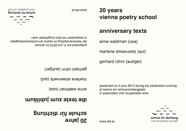 vienna poetry school (ed.): 20 years vienna poetry school – anniversary texts
